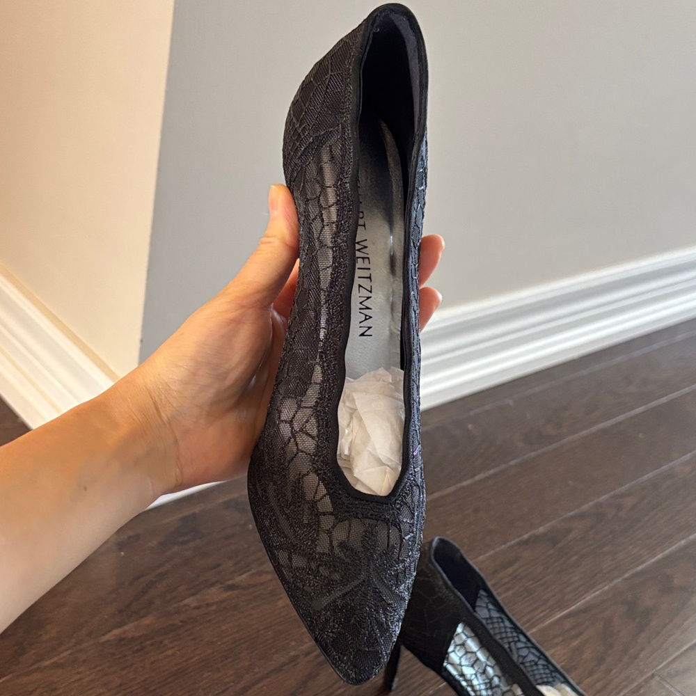 Stuart Weitzman Black Lace Heels